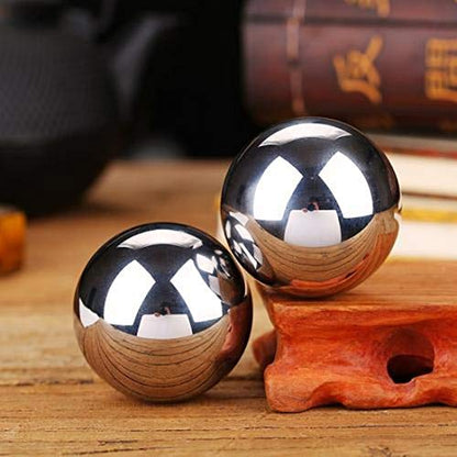 JapanBargain 3297, Chinese Baoding Balls Hand Therapy Exercise Stress Relief Balls, 1-5/8 inch, Chrome Color - color: Silver