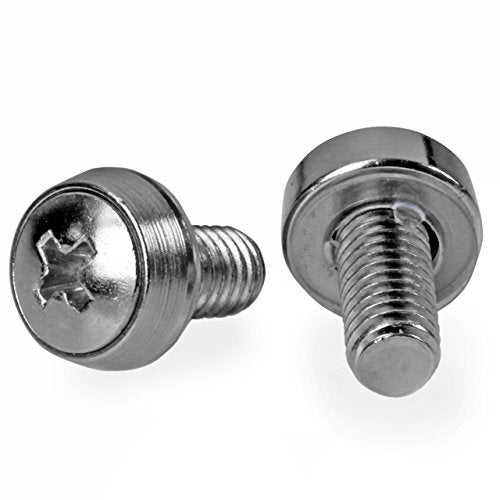 StarTech 50-Pack M6 12mm Mounting Screws, Nickel-Plated, 19in & 10in, TAA | Fits cabinets and enclosures, Mounts servers and AV gear, GSA Schedule purchases - color: Silver, size: 50-pack, style: Screw only