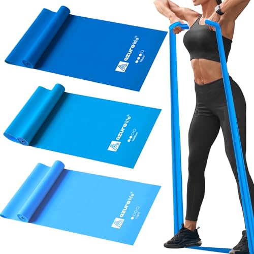 A AZURELIFE Resistance Bands,Professional Long Non-Latex Elastic Stretch Bands,Exercise Bands for Physical Therapy, Yoga, Pilates, Rehab, at-Home or The Gym Workouts, Strength Training - color: Blue, size: 5-FT