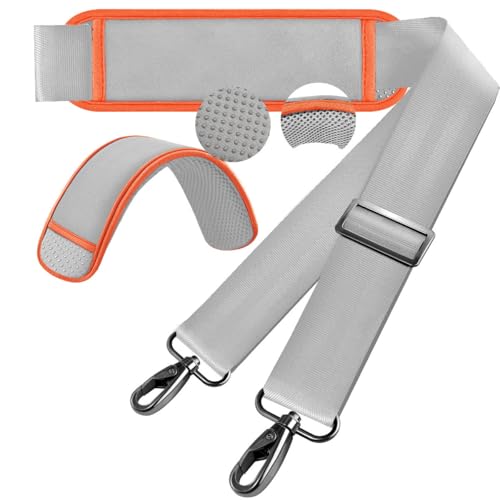 Hseok 60 Inch Shoulder Strap, Ultra-Thick and Padded with Metal Swivel Hooks for Laptop Messenger and Crossbody Canvas Bags - color: Gray Orange
