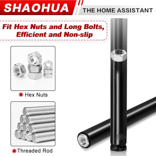 3/4"(19mm) Nut Driver 6" & 8", Deep Nut Runner Hollow Socket with 1/4" Hex Shank Adapter, 1/2" Drive 3/4 Socket for Ceiling Long Threaded Rod Bolts, Ductwork, 2 Lengths for Overhead Fastening - size: B. 3/4(19mm) 6" 8"
