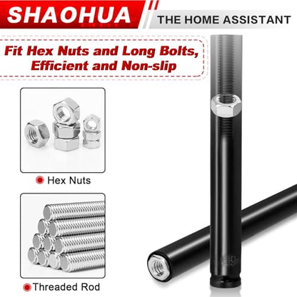 3/4"(19mm) Nut Driver 6" & 12", Deep Nut Runner Hollow Socket with 1/4" Hex Shank Adapter, 1/2" Drive 3/4 Socket for Ceiling Long Threaded Rod Bolts, Ductwork, 2 Lengths for Overhead Fastening - size: A. 3/4(19mm) 6" 12"