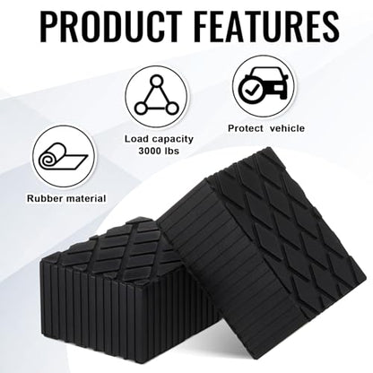 Pangda 8 Pack Solid Rubber Auto Lift Pads 6-3/8" x 4-3/4" x 3.15" Anti-Skid Lift Block Spacer Pad for Automobile Car Lifts, Jacks and Racks, 4000 Lbs Capacity - size: 6-3/8" x 4-3/4" x 3.15"