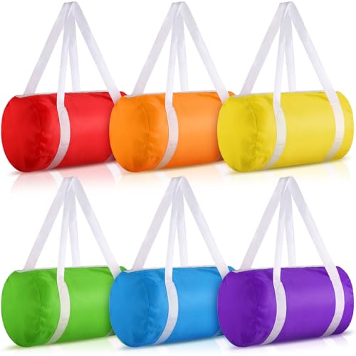 Sweetude 6 Pack Mini Duffle Bags for Kids Party Favors Colorful Goodie Bags Bulk with Handles Reusable Favor Supplies for Birthday Classroom Rewards Back to School Gifts Events 10×8 in(Bright Color) - color: Bright Color