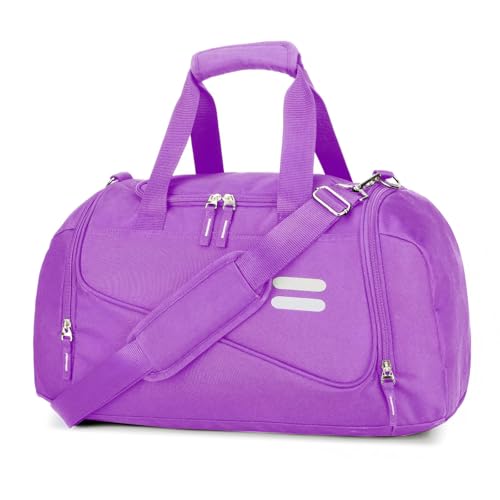 Gym Bag for Men & Women - 30L Duffel Bag with Shoe Compartment, Weekender Water Resistant Duffle Bag for Travel, Sports, Fitness & Workouts, Purple - color: Purple