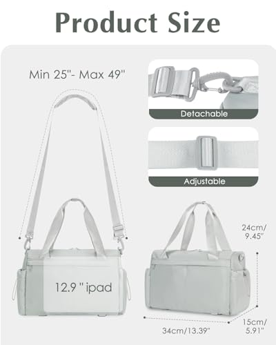 Small Gym Bag, Mini Gym Bag with Yoga Mat Holder & Wet Compartment, Gray | Yoga Mat Bag, Water Bottle Pocket, Detachable and Adjustable Shoulder Strap, Mini Duffle Bag for Workout Travel Dance - color: Gray