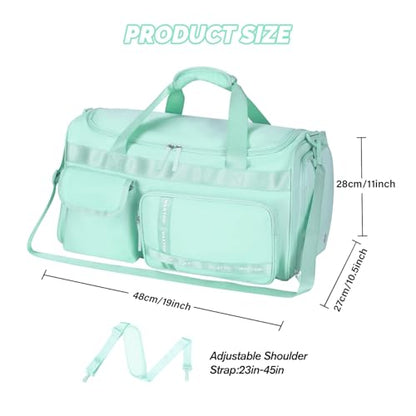 MAXTOP Gym Bag for Women Men Travel Duffle Bag Large Capacity Carry On Weekender Overnight Bag With Shoe Compartment Gym Tote Dry Wet Separation Duffel Bag for Travel - color: Light Green, style: Gym Bag