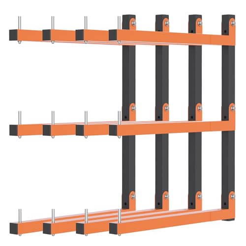 Riciakik Lumber Rack Wall Mount, Lumber Storage Rack, Heavy Duty Wood Storage Racks with 6-Level System, 720 lb Sturdy Garage Wood Organizer, Orange Lumber Metal Racks for Indoor and Outdoor (4 PACK) - style: A– 4 Pack, 6-Tier