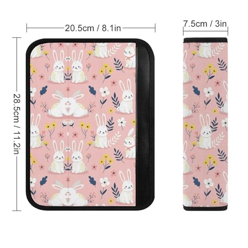 2 Piece Universal Fit Seat Belt Cover for Adult Use, Most Cars, Cute Rabbit Pink Floral Seat Belt Covers Cushion, Shock Absorption - color: Pattern 888