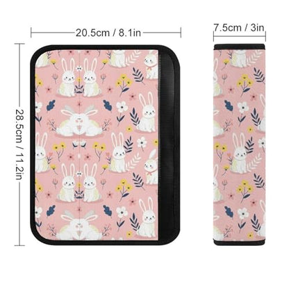 2 Piece Universal Fit Seat Belt Cover for Adult Use, Most Cars, Cute Rabbit Pink Floral Seat Belt Covers Cushion, Shock Absorption - color: Pattern 888