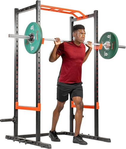 Sunny Health & Fitness Power Zone Strength Rack Power Cage - 1000 LB Weight Capacity, Spotter Bar, Angled Pull-Up Bar, J-Hooks, Resistance Band Pins, Optional LAT Pull Down - style: Power Cage