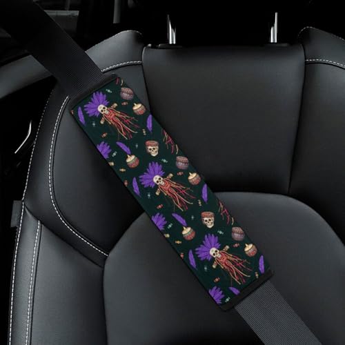2 Pack Soft Padded Seat Belt Cover for Girls and Boys, All Vehicles, Gothic Creepy Dolls Horror Witches Voodoo Doll Harness Pads Strap, Anti-Slip Pad - color: Pattern 149