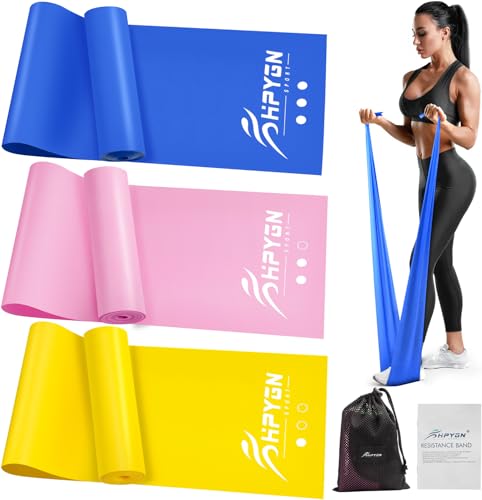 HPYGN 3 Levels Non-Latex Exercise Bands for Physical Therapy & Yoga, Professional Resistance Bands Set for Working Out, Strength Training, Pilates & Rehab, TPE Elastic Stretch Bands for Seniors, Women - color: 1-Yellow/Pink/Blue, size: 5.9ft