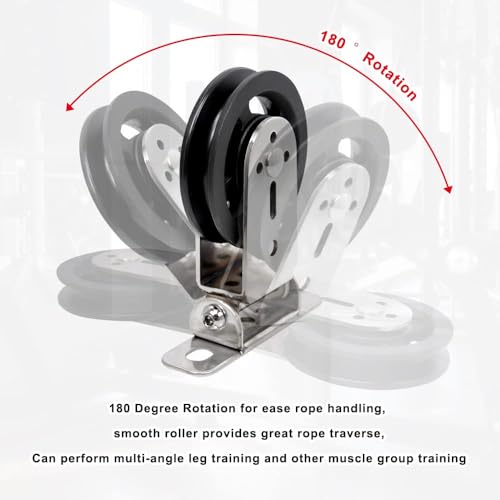 CNQLIS Gym Pulley Blocks,3.46in/90mm Wall Mount Fixed Pulley Wheel Rotation 180 Degree,for Gym Pulley System, Gym Equipment, DIY Home Projects(2 Pcs) - size: 3.46”,2 pcs