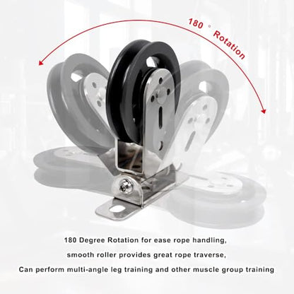 CNQLIS Gym Pulley Blocks,3.46in/90mm Wall Mount Fixed Pulley Wheel Rotation 180 Degree,for Gym Pulley System, Gym Equipment, DIY Home Projects(2 Pcs) - size: 3.46”,2 pcs