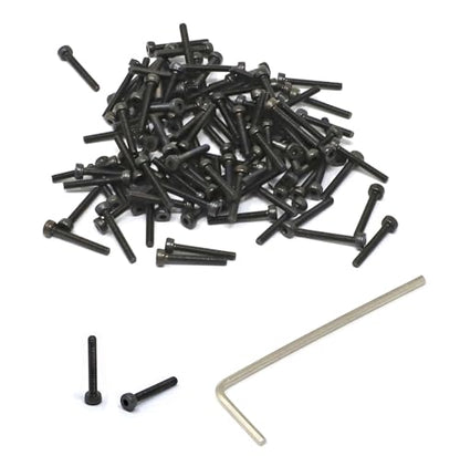 iexcell 100 Pcs M2 x 14mm Thread Pitch 0.4 mm Alloy Steel 12.9 Grade Hex Socket Head Cap Screws Bolts Kit, Black Oxide Finish - size: M2 x 14mm
