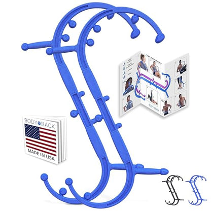 Body Back Buddy Elite FSA Eligible Trigger Point Massage Tool, Neck and Back Massager Handheld, Manual Self Massager, Massage Cane, Muscle Knot Remover with Instructions, 2-Pack Bundle (Blue) - color: Blue, size: Elite Bundle