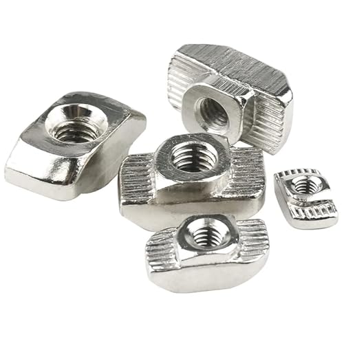 50 Pcs 2020 Series M5 T Nuts, T Slot Nut Hammer Head Fastener Nut, Nickel Plated Carbon Steel Nut for European Aluminum Profile,Drop in T Slot Nuts Assortment Kit(20-M5) - size: 20-M5（50 Pcs）