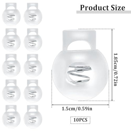 Hariendny 10 PCS Cord Locks Plastic Spring Cord Locks Single Hole Toggle Drawstring Clip Clear Stoppers Fastener Slider Ball Shape Luggage Lanyard Stopper for Drawstrings Paracord Shoelaces