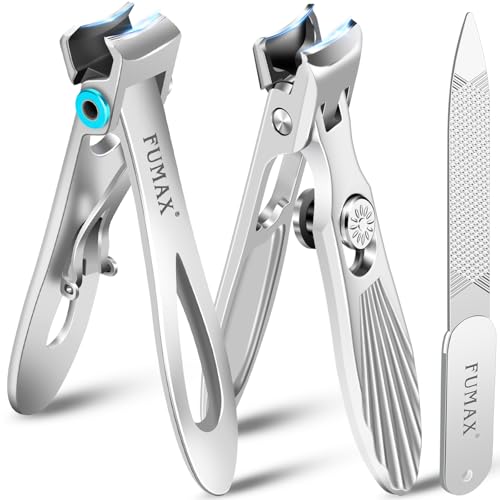 Nail Clippers for Men Thick Nails with Catcher, Large Toenail Clippers for Thick Toenails for Seniors with Wide Opening, Stainless Steel Sharp Fingernail Clipper Nail Cutter Set Gifts for Men Women - color: Silver Set