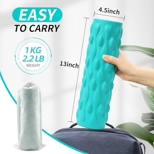 Vibrating Foam Roller,Electric Deep Tissue Massage Roller for Muscle Recovery & Back Pain Relief,4-Speed High Intensity Trigger Point Foam Roller with Carry Bag,Rechargeable Yoga Fitness Roller Blue - color: Blue