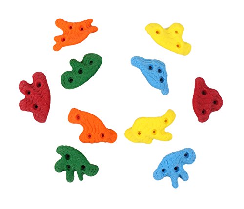 Atomik Rock Climbing Holds Set of 10 Screw-On Dripstone Incut Crimp Style 1 in Assorted Bright Tones