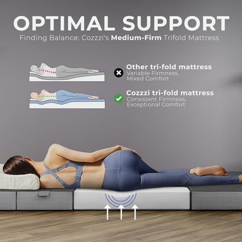 Cozzzi Foldable Mattress Queen Size for Floor and Traveling with Removable Cover - Lightweight and Portable Folding Mattress for Adults & Kids - Compact and Easy to Storage (75in x 58in x 4in) - size: Queen (75in x 58in x 4in), style: Gray
