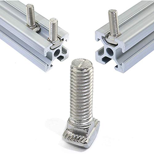 20 Pcs M5 x 10mm Thread T Slot Drop-in Bolt T-Bolt Hammer Head Bolt T Screw Stud for 2020 Series Standard 6mm T-Slot Aluminum Extrusion Profile (2020 Series) - size: 20-M5x10mm
