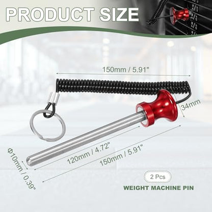 Weight Stack Pin, Weight Gym Pin Strength Training Equipment Replacement with Pull Rope for Commercial Home - color: Red, size: 0.4 x 4.7 Inch