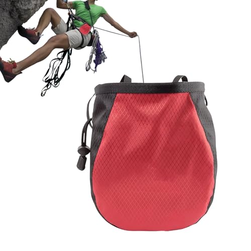 Climbing Chalk Bag Waterproof Leakproof Portable Adjustable | Weight Lifting Chalk Waist Bag for Outdoor Weight Lifting Training Mountaineering Climber Athlete Instructor - color: Black red