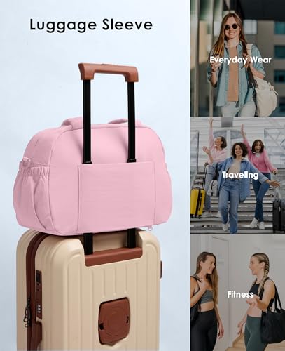 Gym Bag for Women, Travel Duffle Bags with Wet Pocket, Lightweight Carry on Bag Overnight Weekender Duffel Bag, Water Resistant (Bright Pink) - color: Bright Pink
