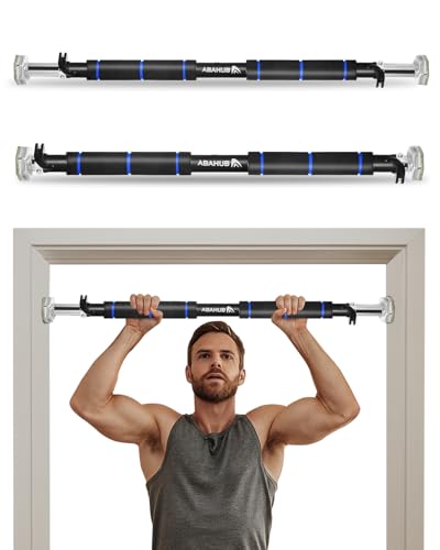 Abahub Doorway Pull-Up Bar with Safety Lock, Home Use Heavy-Duty Door Frame Pull-Up Bar for Upper Body Workout, Adjustable Strength Training Horizontal Bar Supporting Up to 220 LBS - color: Blue