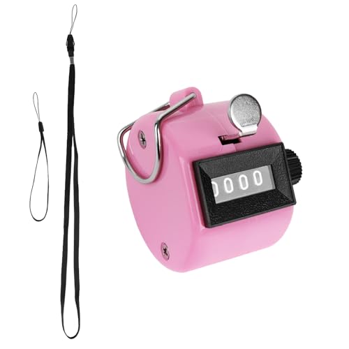 GDMINLO Clicker Counter Handheld Tally Counter 4-Digit Number Counter for Coaching, Knitting, Lap, Fishing, Golf and Row Sport with 2-Nylon Lanyard,Pink