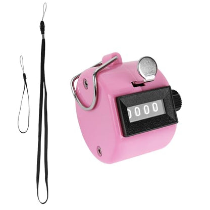 GDMINLO Clicker Counter Handheld Tally Counter 4-Digit Number Counter for Coaching, Knitting, Lap, Fishing, Golf and Row Sport with 2-Nylon Lanyard,Pink
