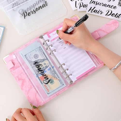 SKYDUE Budget Binder, Money Saving Binder with Zipper Envelopes, Cash Envelopes and Expense Budget Sheets for Budgeting (Mabblepink) - color: Mabblepink