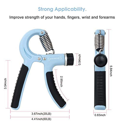 Grip Strength Trainer-2 Pack Hand Grip Strengthener Adjustable Resistance Range 20-90 lbs Non-Slip Hand Grip, Hand Gripper Exerciser, Wrist Strengthener for Forearm Grip Workout - color: blue