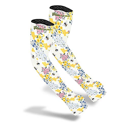 FARMER'S DEFENSE Gardening Arm Sleeves|UV Cooling Protective Sleeve Women & Men|Anti-Scratch Cover Sun UPF Outdoor Protection - Save the Bee's Cream - XS - color: Save the Bee's Cream, size: X-Small