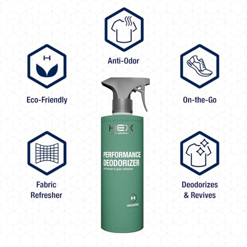 HEX Performance Deodorizing Spray, Unscented, 44 oz (2 Pack) | Eliminates odors from shoes, gear, activewear, yoga mats, gym equipment, carpets and fabrics.