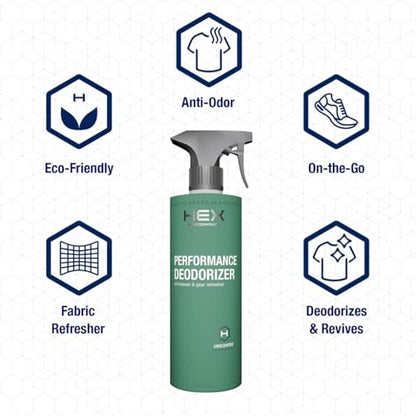 HEX Performance Deodorizing Spray, Fragrance Free, 22oz - Awesome for Shoes, Gear, Activewear & Fabrics, Yoga Mats & Gym Equipment, Carpet, Pets, Odor Eliminator & Fabric Refresher Spray (Pack of 2)