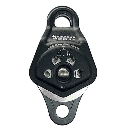 30kN Upgraded Rescue Double Pulley Sheave with Swing Plate,CE High Strength Pulley for Backyard Zipline, Climbing, Rock Rescue Lifting, Hauling, Fit Rope up to 13 mm/Holds Up to 6750lbs,Black - color: Black