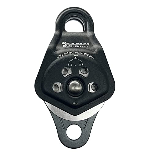 30kN Upgraded Rescue Double Pulley Sheave with Swing Plate,CE High Strength Pulley for Backyard Zipline, Climbing, Rock Rescue Lifting, Hauling, Fit Rope up to 13 mm/Holds Up to 6750lbs,Black - color: Black