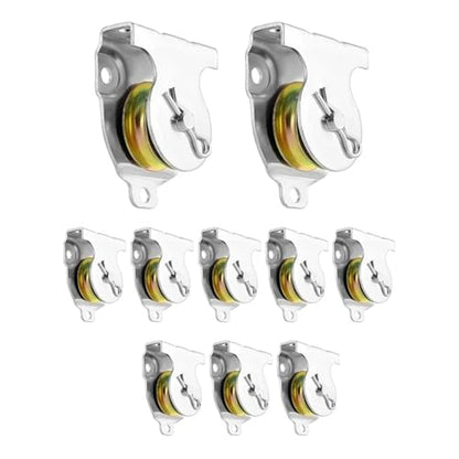 U Groove Stainless Steel Wall Pulley 10 Pieces Wall Mount Pulleys,1-1/2" Ceiling Mount V-Groove Single Pulley Hardware Accessory for 3/8" Wire Or Rope