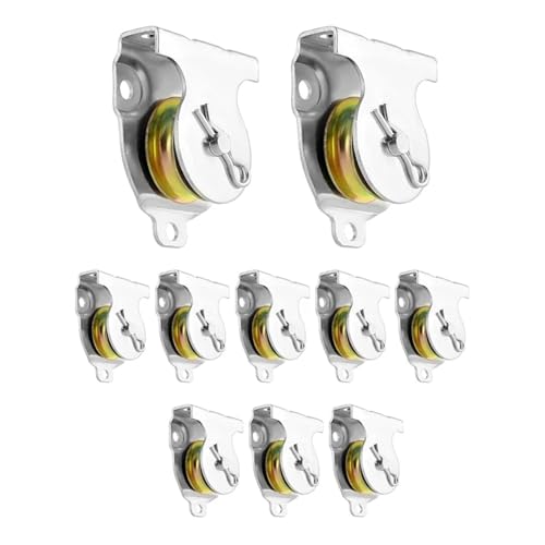 U Groove Stainless Steel Wall Pulley 10 Pieces Wall Mount Pulleys,1-1/2" Ceiling Mount V-Groove Single Pulley Hardware Accessory for 3/8" Wire Or Rope