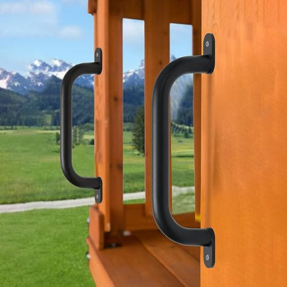 13'' Black Playground Handles Safety Grab Bar Indoor & Outdoor 2pcs | Heavy Duty Solid Metal, Non-Slip Matte Powder Coated, Comfy Secure Handle Bar, Playset Playhouse Climbing Frame Jungle Gym - color: Black - B