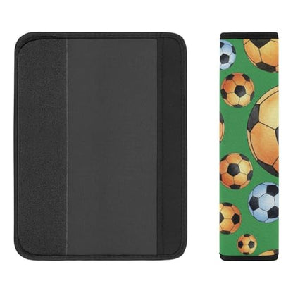 Universal Soft and Comfortable Seat Belt Shoulder Pad for Adult Use, Most Cars, 1 Pair Watercolor Print Green Field Soccer Harness Pads Strap Anti-Slip Pad - color: Pattern 277