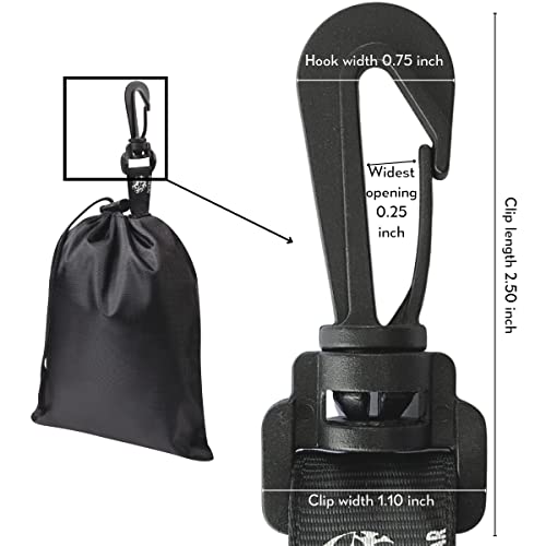 PALTERWEAR Nylon Drawstring Bag with Clip (7 x 9 Inch, 5-Pack, Black) Cinch and Ditty Pouch for Travel, Wardrobe, Outdoors - size: 7 x 9 inch