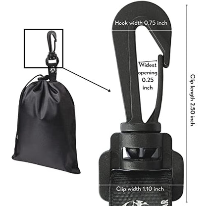 PALTERWEAR Nylon Drawstring Bag with Clip (7 x 9 Inch, 5-Pack, Black) Cinch and Ditty Pouch for Travel, Wardrobe, Outdoors - size: 7 x 9 inch