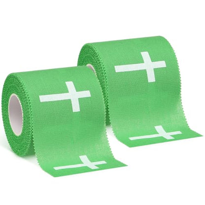 MiniInflat 2 Pcs Christian Cross Athletic Tape Sports Tape 2in x 23ft Religion Jesus Wrist Wrap for Soccer Football Baseball, Gift for Graduation Teacher Nurses Week Pentecost(Green,Crosses) - color: Green, style: Cross