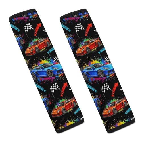 Breathable Car Seat Belt Pad for Girls and Boys, Stroller Pushchair High Chair, 2PCS Racing Car Shoulder Harness Cover Easy Install (No Tool) - color: Pattern 692