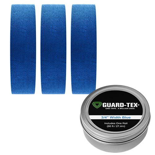Guard-Tex® Blue Athletic Finger Tape - Self-Adhesive Natural Cotton Air-Mesh™ No Residue - 3/4 Inch - 3 Rolls, 90 Ft (270 Ft Total) - USA Made - color: Cobalt Blue, size: 3 rolls, 3/4"